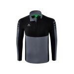 Erima Sport-Langarmshirt Six Wings Trainingstop (100% Polyester, Stehkragen, 1/2 Zip) grau/schwarz Jungen