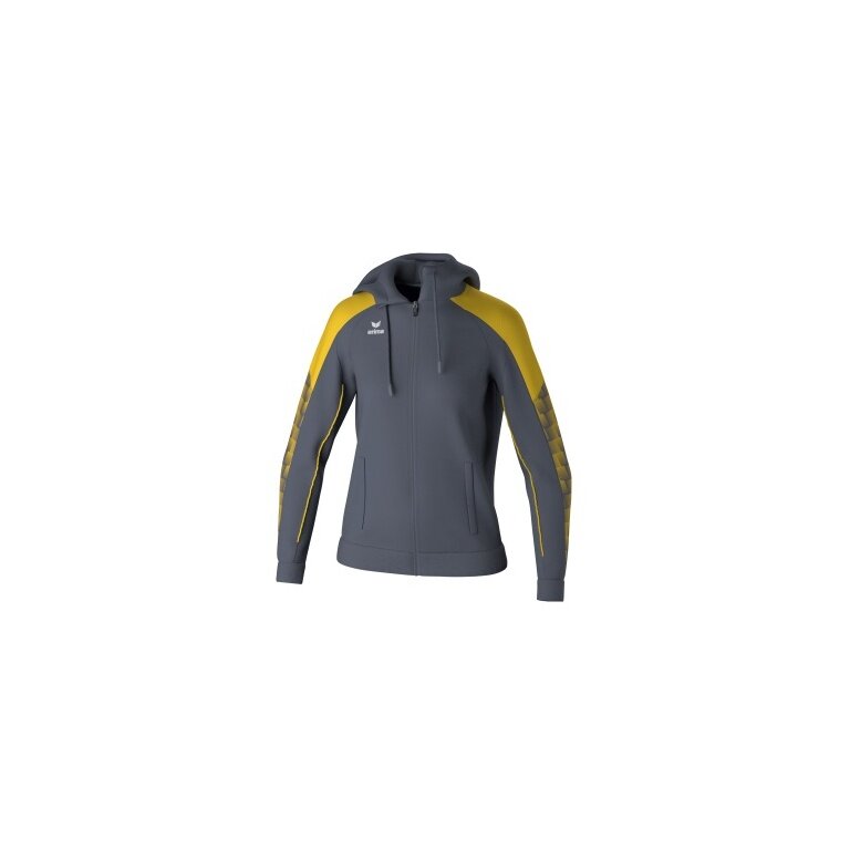 Erima Trainingsjacke Evo Star mit Kapuze (hoher Tragekomfort) grau/gelb Damen