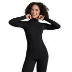 Falke Funktionsunterwäsche Langarmshirt Wool-Tech Half-Zip (hervorragendes Feuchtigkeitsmanagement) schwarz Damen