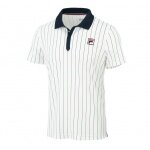 Fila Tennis-Polo Stripes Björn Retro-Look (100% Polyester) weiss/navyblau Herren