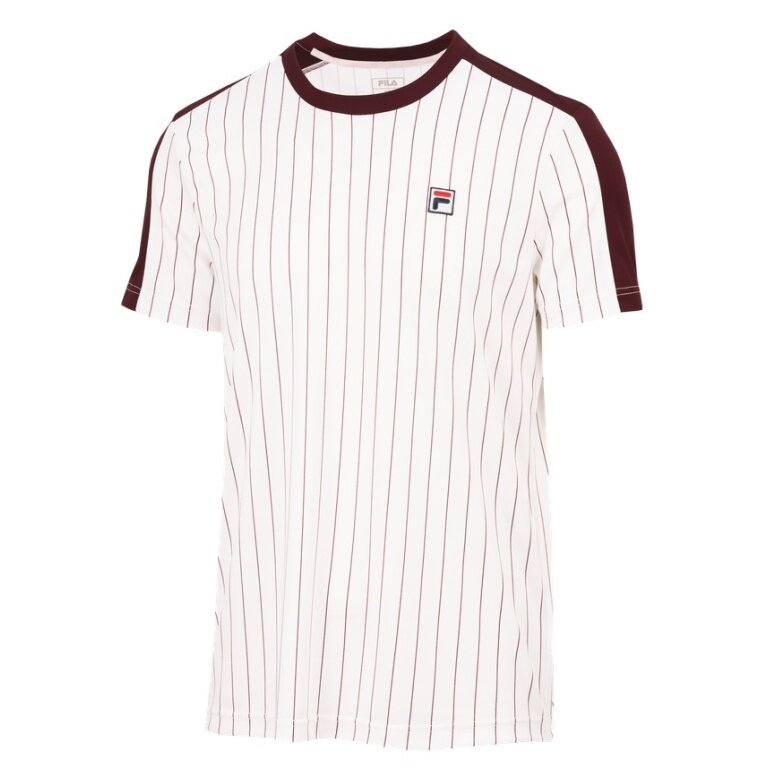 Fila Tennis-Tshirt Stripes Jascha 2 (100% Polyester) weiss/weinrot Herren