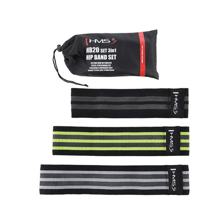 HMS Fitnessband HB20 Set 3in1 Hip Bands - 3 Stück