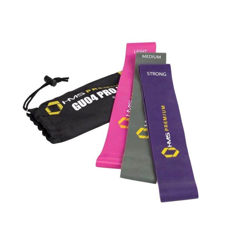 HMS Premium Widerstandsband GU04 Pro Set (violett, grau, pink) - 3 Stück