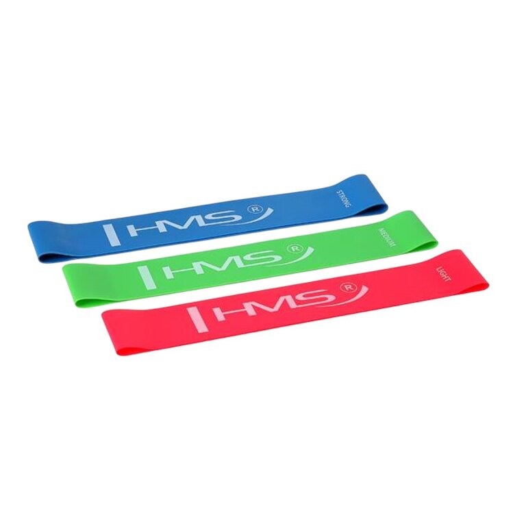 HMS Premium Widerstandsband GU04 Slim Set (blau, grün, rot) - 3 Stück