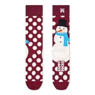 Happy Socks Tagessocke Crew Jumbo Snowman (Schneemann) weinrot - 1 Paar