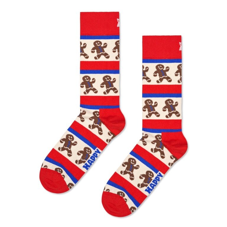 Happy Socks Tagessocke Crew Gingerbread Stripe (Lebkuchen) rot - 1 Paar