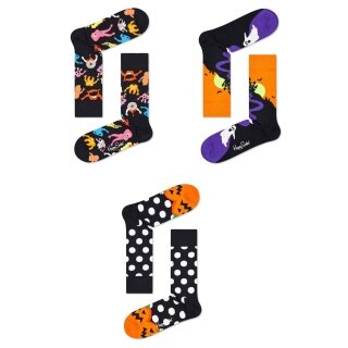 Happy Socks Tagessocke Crew Halloween Geschenkbox schwarz - 3 Paar