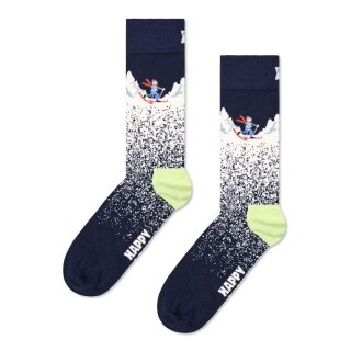 Happy Socks Tagessocke Crew Snowy Night (Winternacht) navyblau - 1 Paar