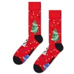 Happy Socks Tagessocke Crew Happy Holidays (Weihnachtsbaum) rot - 1 Paar