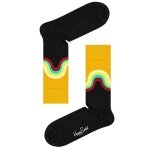 Happy Socks Tagessocke Crew Jumbo Wave Sock schwarz/gelb - 1 Paar