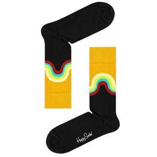 Happy Socks Tagessocke Crew Jumbo Wave Sock schwarz/gelb - 1 Paar
