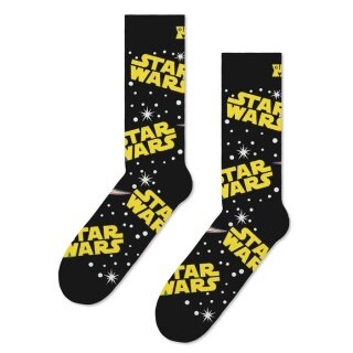 Happy Socks Tagessocke Crew Star Wars schwarz/gelb - 1 Paar