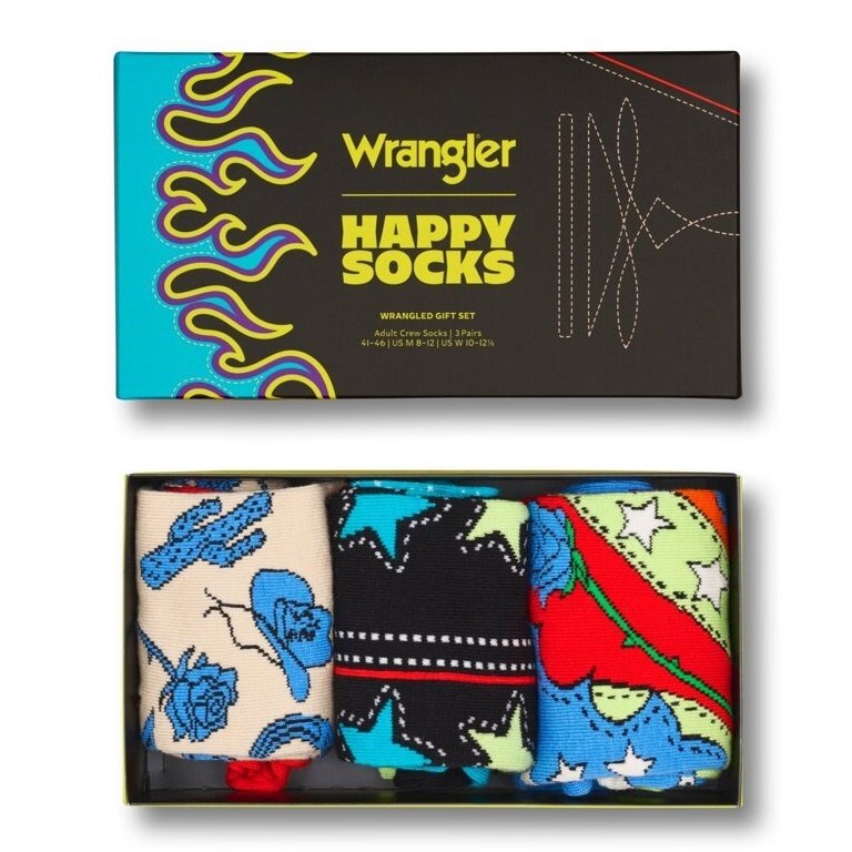 Happy Socks Tagessocke Crew Wrangler Gift Set mehrfarbig bunt <b>Geschenkbox </b> - 3 Paar