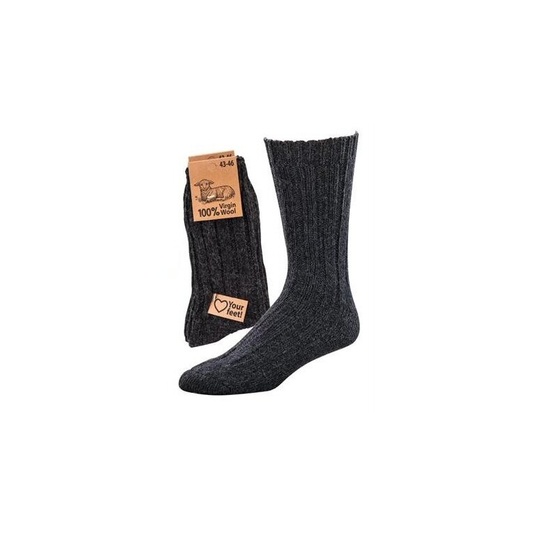 HomeOfSocks Wollsocken 100% Virgin Wool grau - 2 Paar