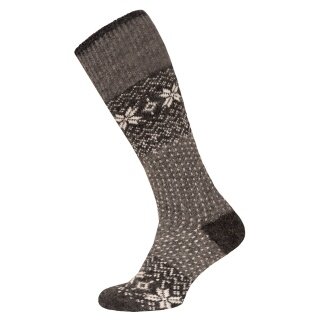 HomeOfSocks Kniestrümpfe Norway Wintermuster grau - 1 Paar