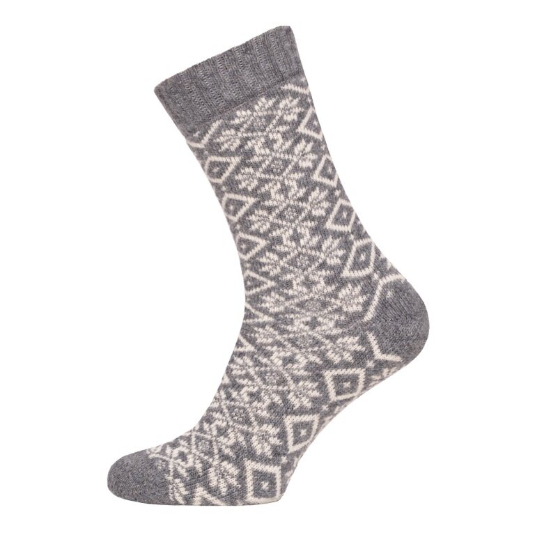 HomeOfSocks Wollsocke Hygge Wintermuster grau Damen - 1 Paar