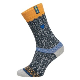 HomeOfSocks Wollsocke Skandinavisch Sweden navyblau/orange - 1 Paar