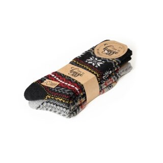 HomeOfSocks Wollsocken Hygge Norweger Design anthrazit/grau/bunt - 2 Paar