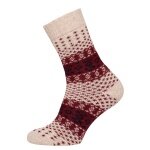 HomeOfSocks Wollsocken Hygge Bunt Jacquard beige/rot - 1 Paar