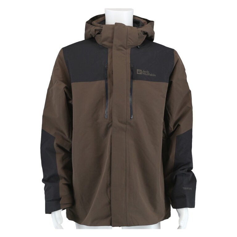 Jack Wolfskin Winterjacke Jasper 3in1 2024 (wasser-winddicht, atmungsaktiv, warm) kaffeebraun Herren