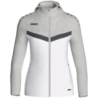 JAKO Kapuzenjacke Iconic (Polyester-Fleece, Seitentaschen mit Reißverschluss) weiss/grau/anthrazitgrau Damen