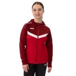 JAKO Kapuzenjacke Iconic (Polyester-Fleece, Seitentaschen mit Reißverschluss) rot/weinrot Damen