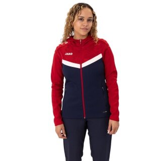 JAKO Kapuzenjacke Iconic (Polyester-Fleece, Seitentaschen mit Reißverschluss) marineblau/rot Damen