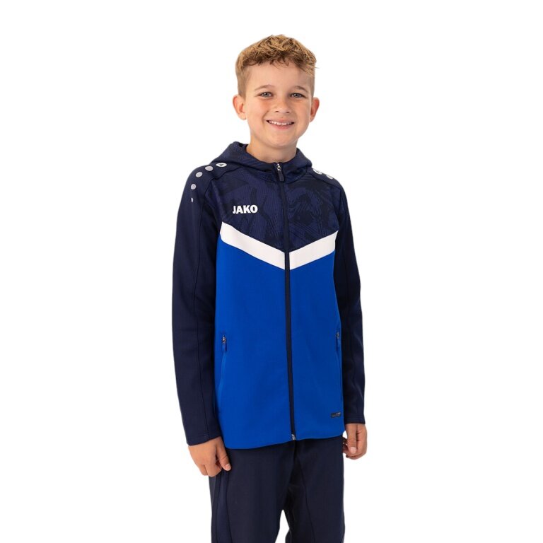 JAKO Kapuzenjacke Iconic (Polyester-Fleece, Seitentaschen mit Reißverschluss) royalblau/marineblau Kinder