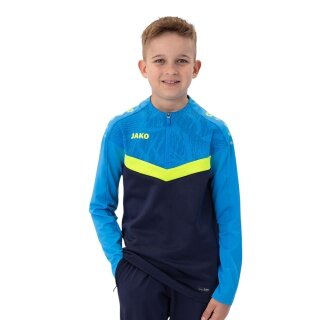 JAKO Langarmshirt Ziptop Iconic (angenehmer Tragekomfort) marineblau/hellblau/gelb Kinder