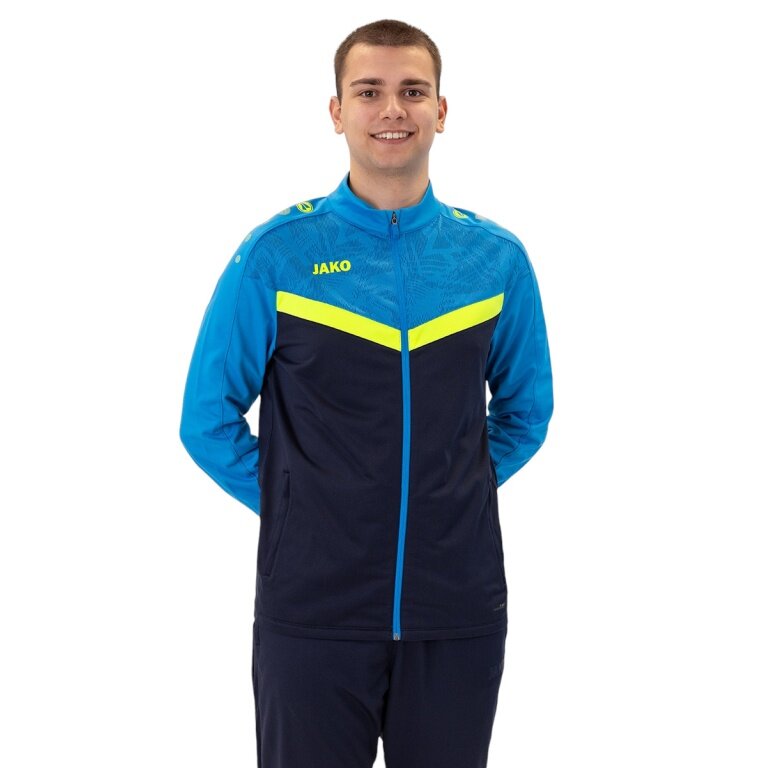 JAKO Polyesterjacke Iconic (100% rec. Polyester) marineblau/hellblau/gelb Herren