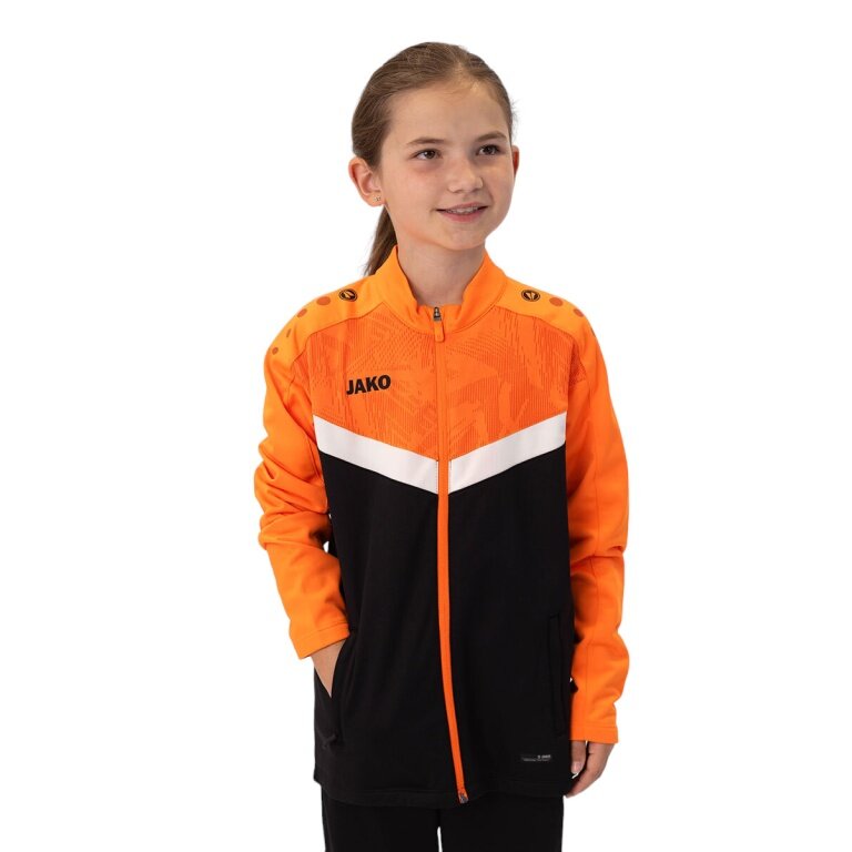 JAKO Polyesterjacke Iconic (100% rec. Polyester) schwarz/neonorange Kinder