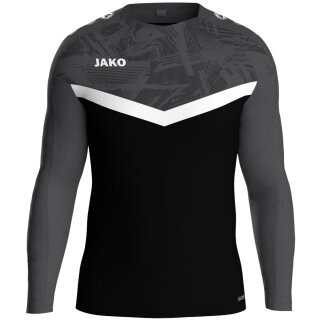 JAKO Sport-Langarmshirt Sweat Iconic (Polyester-Stretch-Fleece) schwarz/anthrazitgrau Kinder