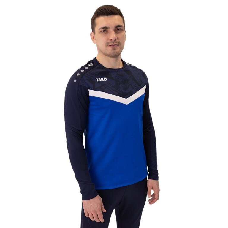 JAKO Sport-Langarmshirt Sweat Iconic (Polyester-Stretch-Fleece) royalblau/marineblau Herren