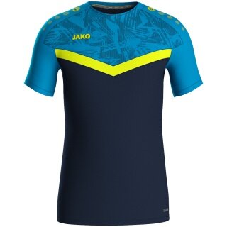 JAKO Sport-Tshirt Iconic (Polyester-Micro-Mesh) marineblau/hellblau/gelb Kinder