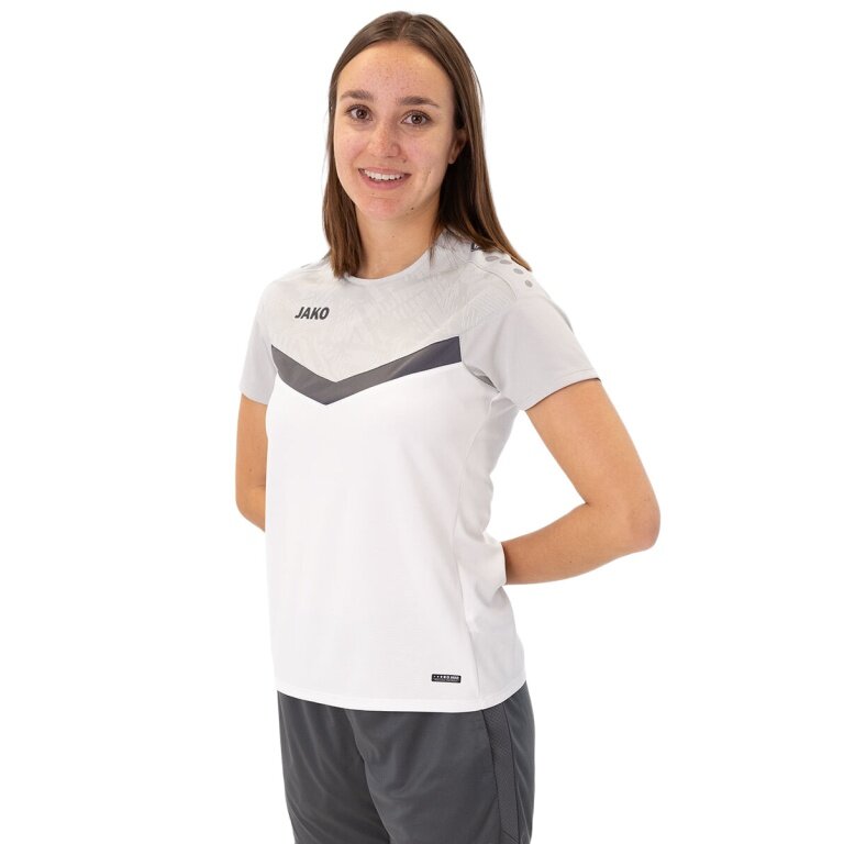 JAKO Sport-Shirt Iconic (Polyester-Micro-Mesh) weiss/hellgrau/anthrazitgrau Damen