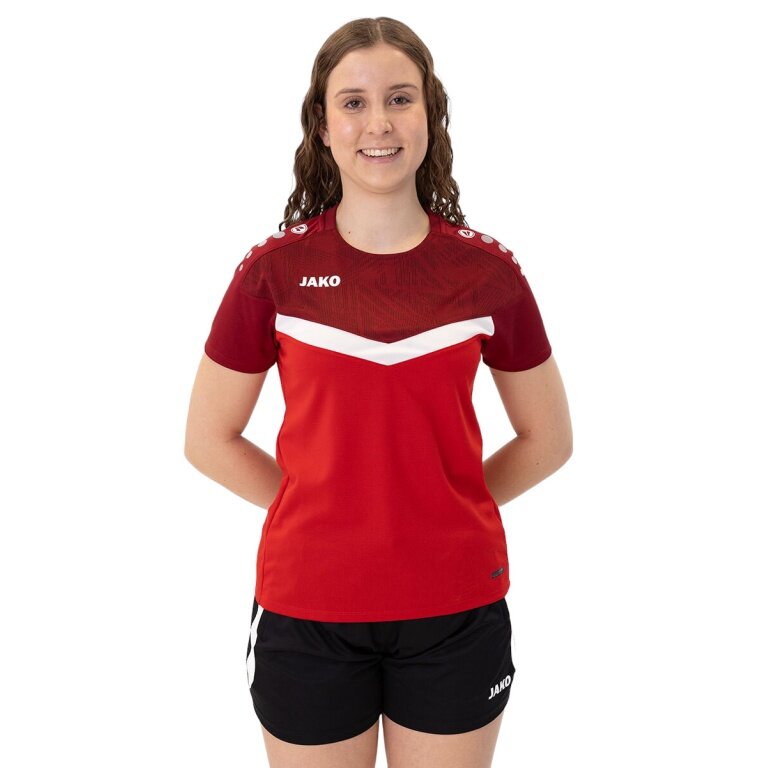 JAKO Sport-Shirt Iconic (Polyester-Micro-Mesh) rot/weinrot Damen