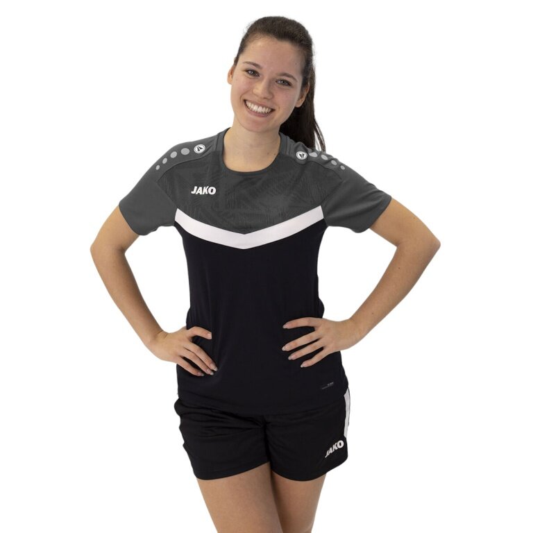 JAKO Sport-Shirt Iconic (Polyester-Micro-Mesh) schwarz/anthrazitgrau Damen