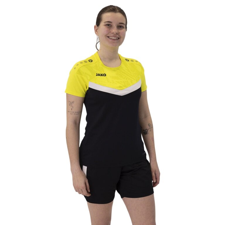 JAKO Sport-Shirt Iconic (Polyester-Micro-Mesh) schwarz/gelb Damen