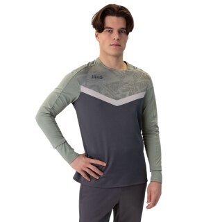 JAKO Sport-Langarmshirt Sweat Iconic (Polyester-Stretch-Fleece) anthrazitgrau/mintgrün Herren