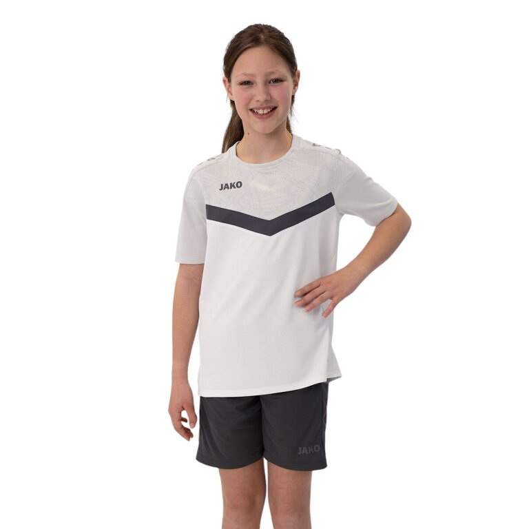 JAKO Sport-Tshirt Iconic (Polyester-Micro-Mesh) weiss/hellgrau/anthrazitgrau Kinder