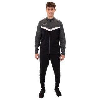 JAKO Trainingsanzug Polyester Iconic (Jacke und Hose, sportiver Schnitt) schwarz/anthrazitgrau Herren