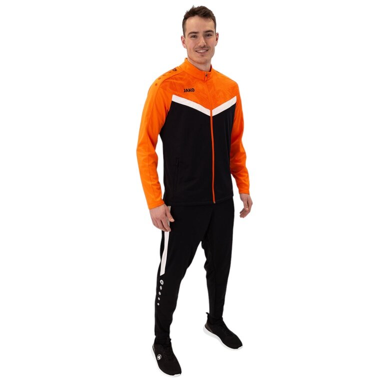 JAKO Trainingsanzug Polyester Iconic (Jacke und Hose, sportiver Schnitt) schwarz/orange Herren