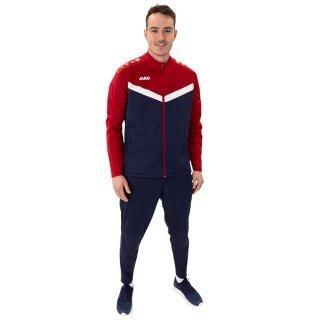 JAKO Trainingsanzug Polyester Iconic (Jacke und Hose, sportiver Schnitt) marineblau/rot Herren