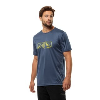 Jack Wolfskin Wander-Tshirt Peak Graphic (atmungsaktiv, geruchshemmend) skyblau Herren