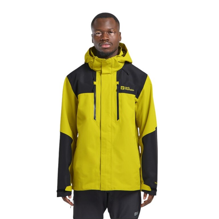 Jack Wolfskin Wanderjacke-/Regenjacke Jasper 2-Lagen (Wetterschutzjacke, wasserdicht, winddicht) gelb/schwarz Herren