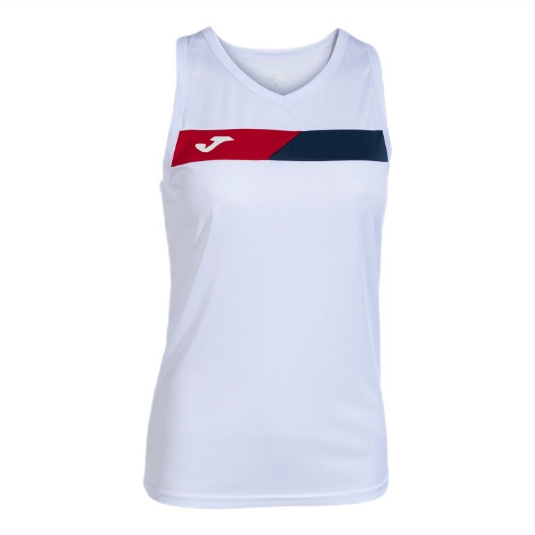 Joma Tennis-Tank Court Ärmellos (optimale Bewegungsfreiheit) weiss/rot Damen