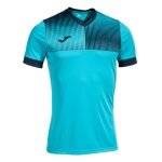 Joma Trainings-Tshirt Eco Supernova (V-Ausschnitt, leicht, bequem) türkisblau/navy Herren