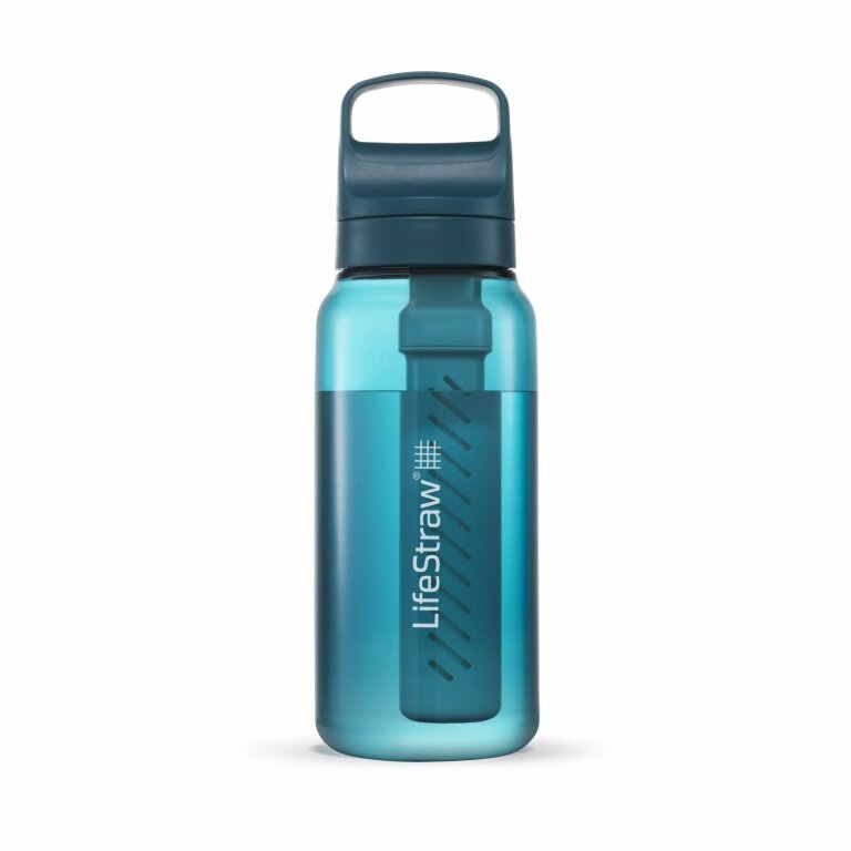 LifeStraw Trinkflasche Go Series mit Wasserfilter, Verschluss mit Silikonmundstück, BPA frei blaugrün - 1 Liter