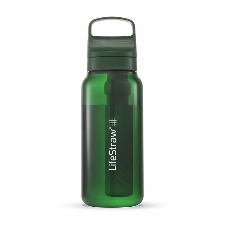 LifeStraw Trinkflasche Go Series mit Wasserfilter, Verschluss mit Silikonmundstück, BPA frei grün - 1 Liter