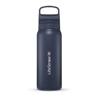 LifeStraw Trinkflasche Go Series Stainless Steel mit Wasserfilter, Verschluss mit Silikonmundstück BPA frei seablau - 700 ml